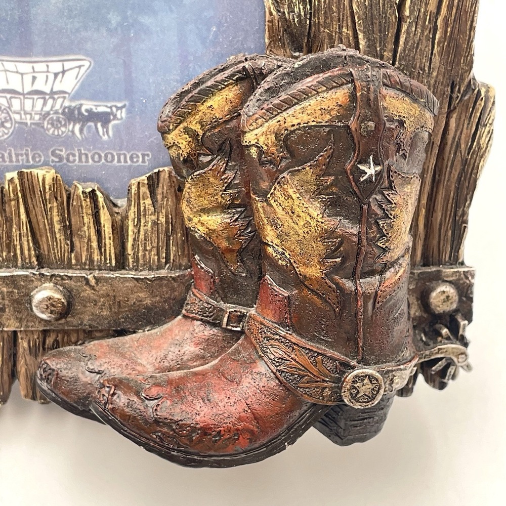 Legends Gifts Cowboy Western Photo Frame Boots Hat Rodeo Rustic Holds 5x3.5 - Picture 14 of 16